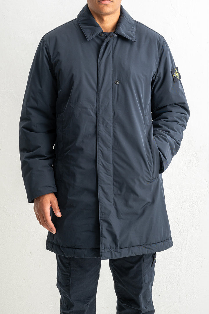Micro Twill Long Coat 7100007 Navy Blue