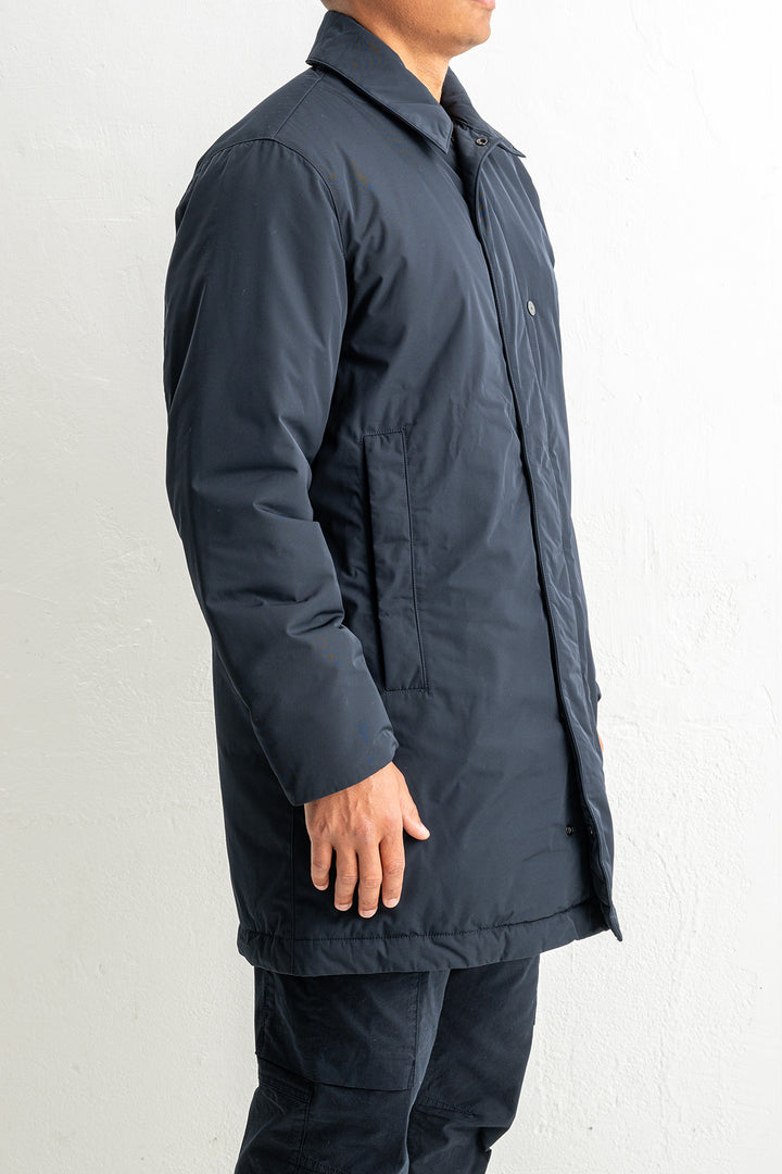 Micro Twill Long Coat 7100007 Navy Blue