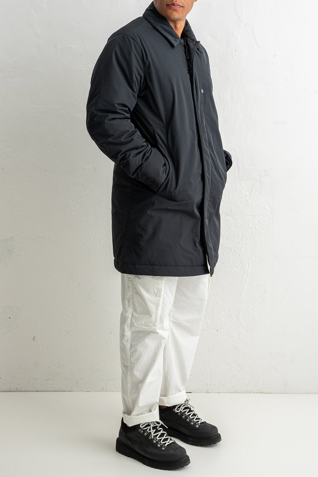 Micro Twill Long Coat 7100007 Black