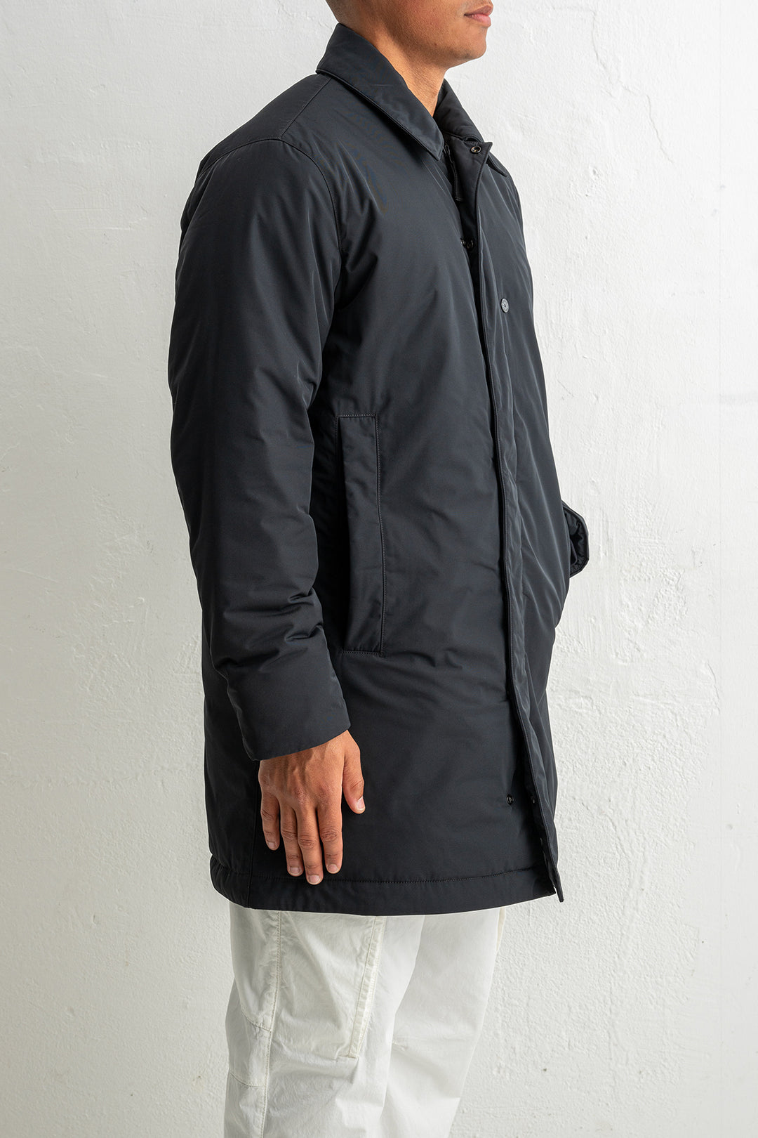 Micro Twill Long Coat 7100007 Black