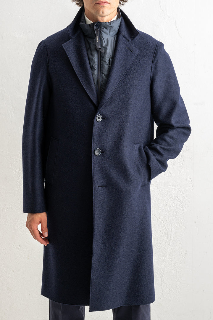 Pressed Wool Coat Navy