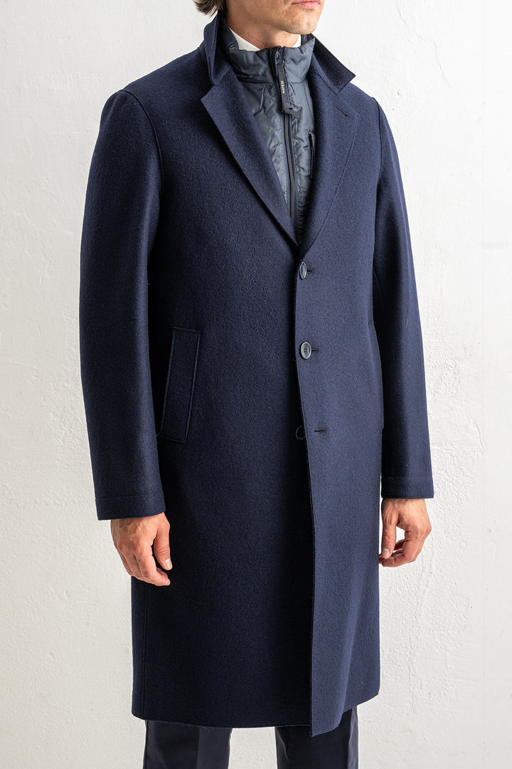 Pressed Wool Coat Navy