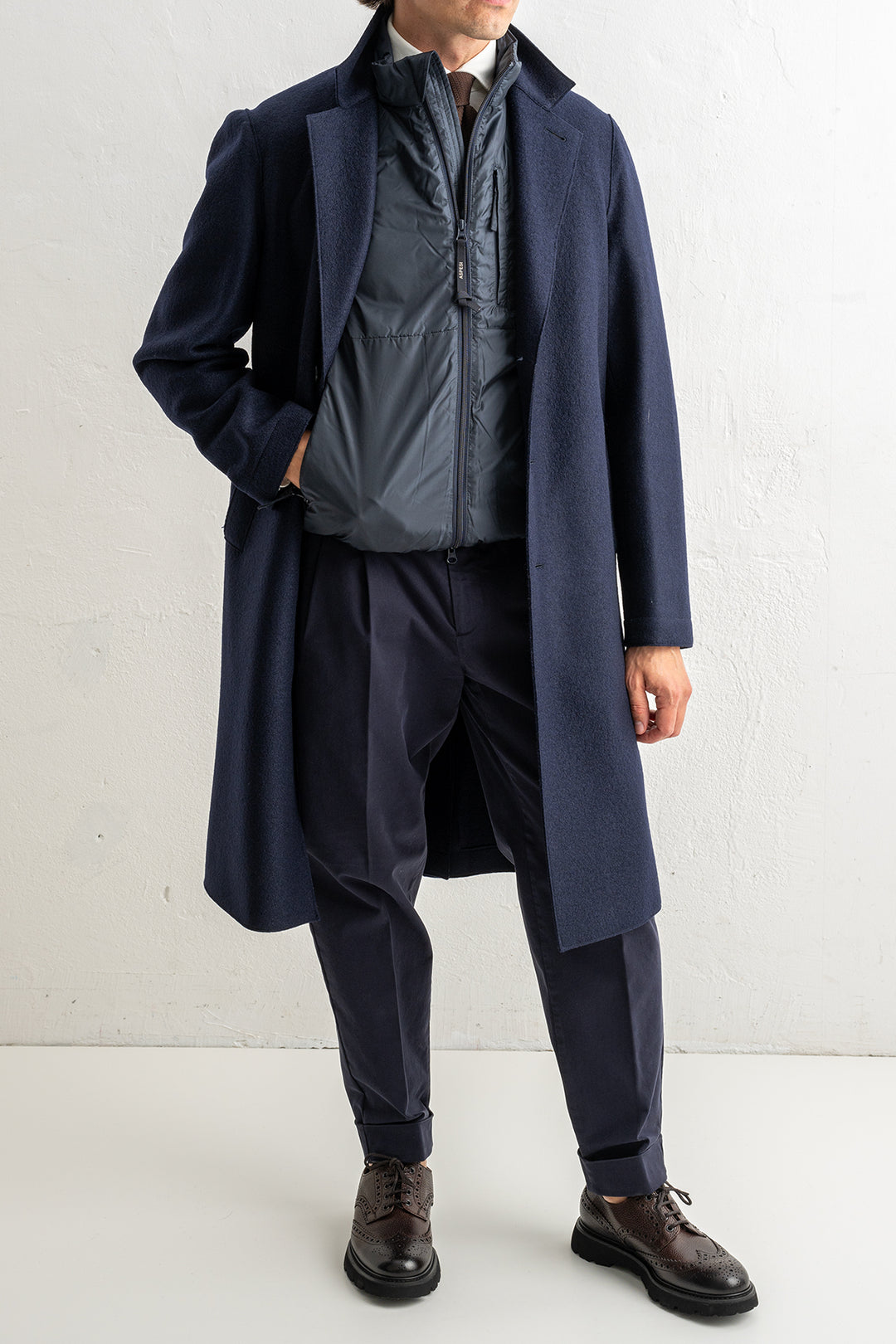 Pressed Wool Coat Navy