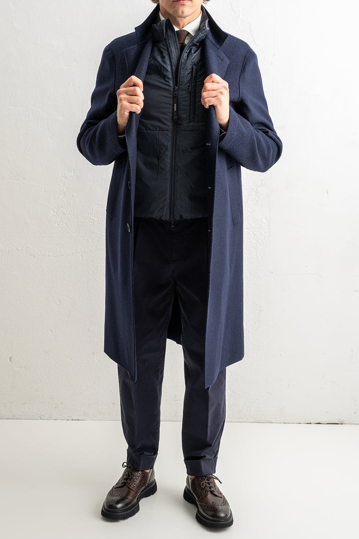 Pressed Wool Coat Navy