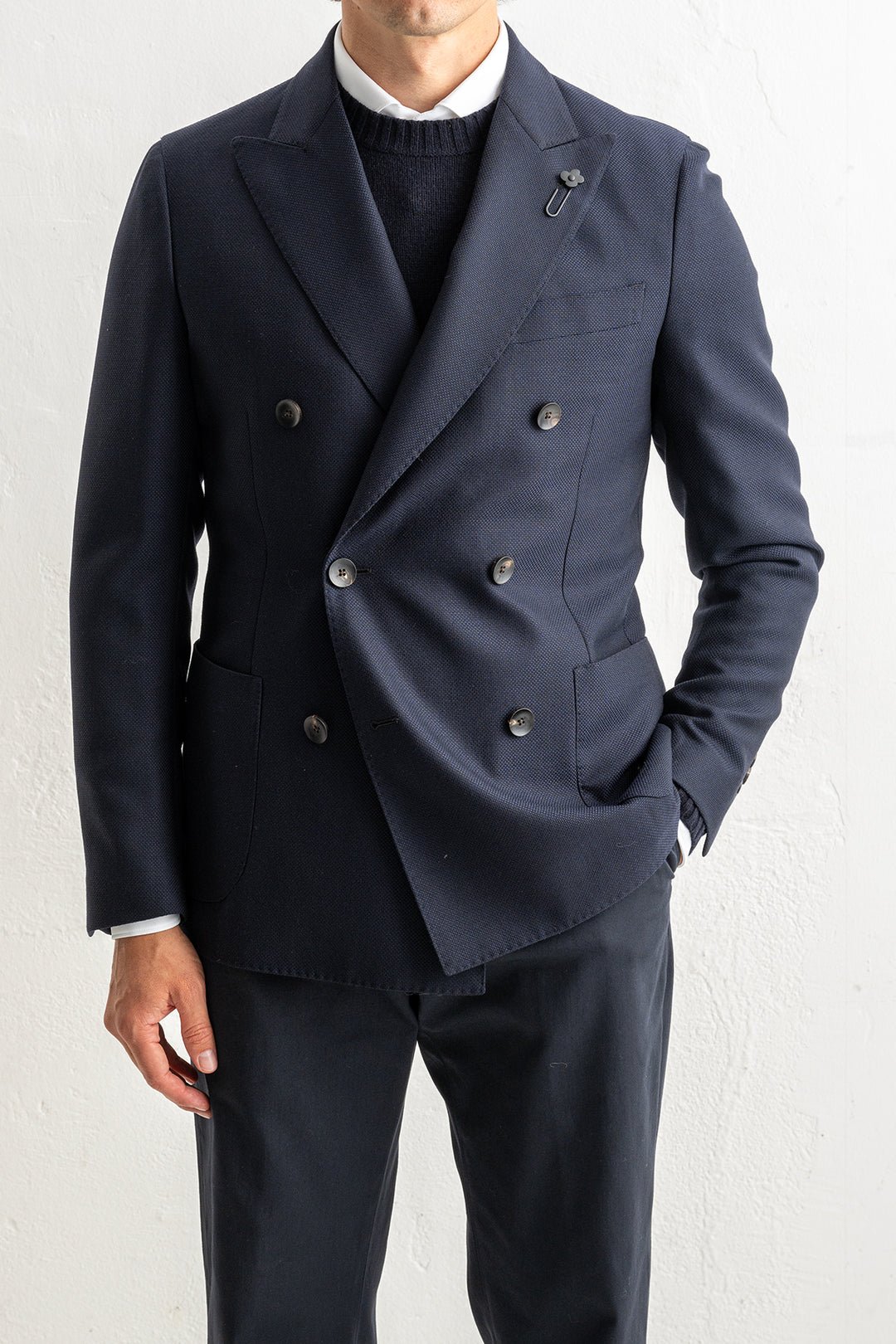 Double Breasted Wool Blazer Navy