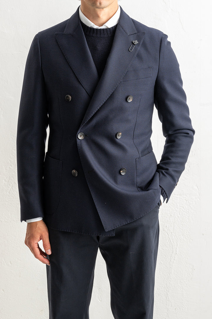 Double Breasted Wool Blazer Navy