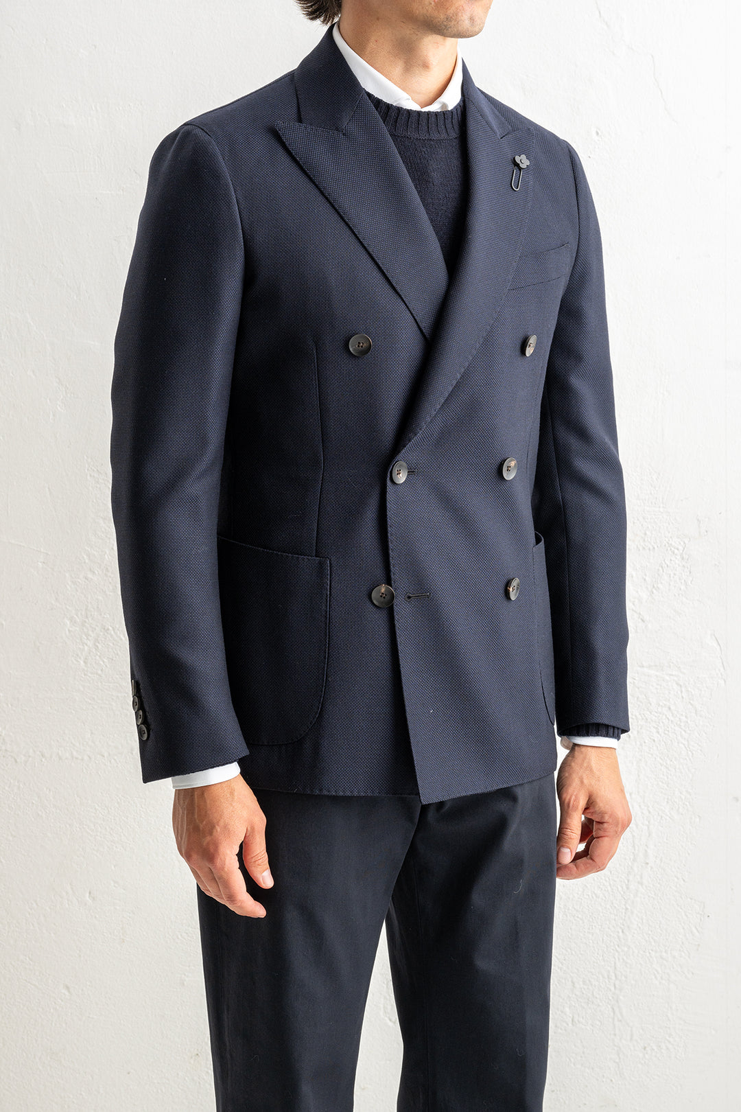 Double Breasted Wool Blazer Navy
