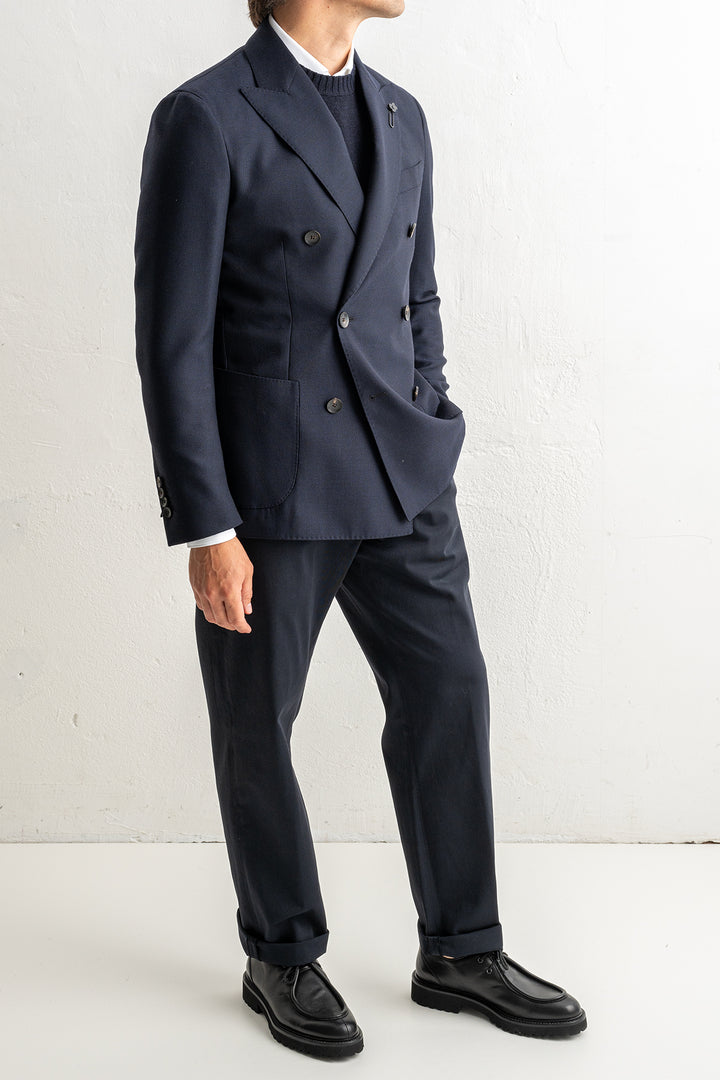 Double Breasted Wool Blazer Navy