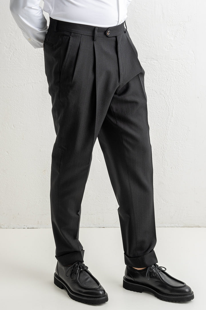 Two Pleat Trouser Black