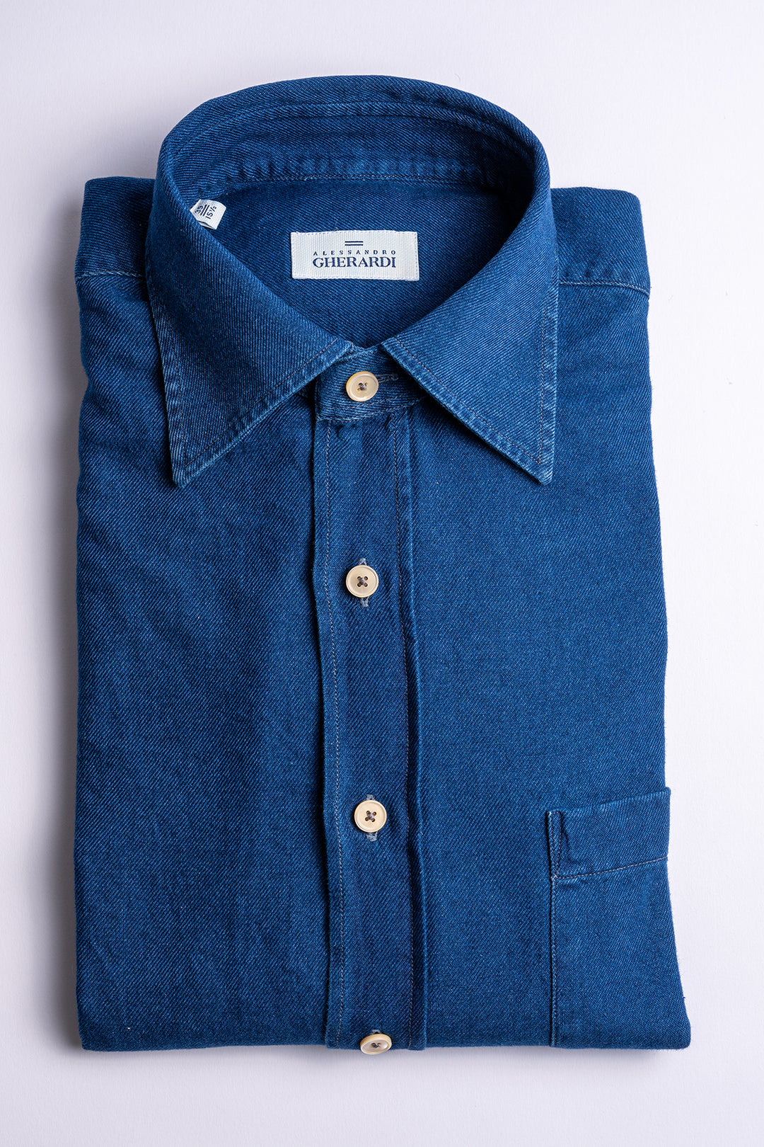 Luxury Cotton Denim Shirt MID BLUE