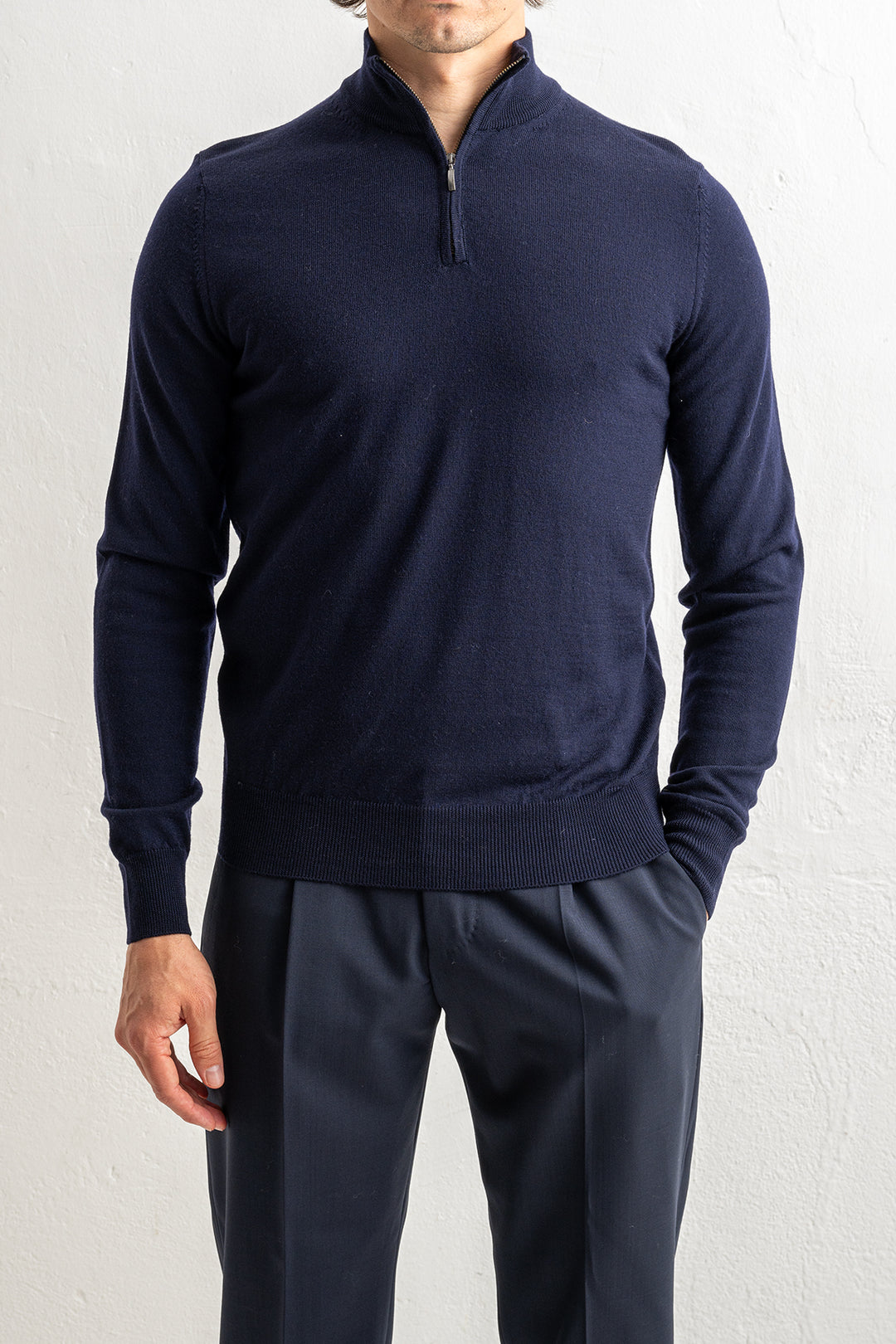 Superfine Merino Halfzip Navy