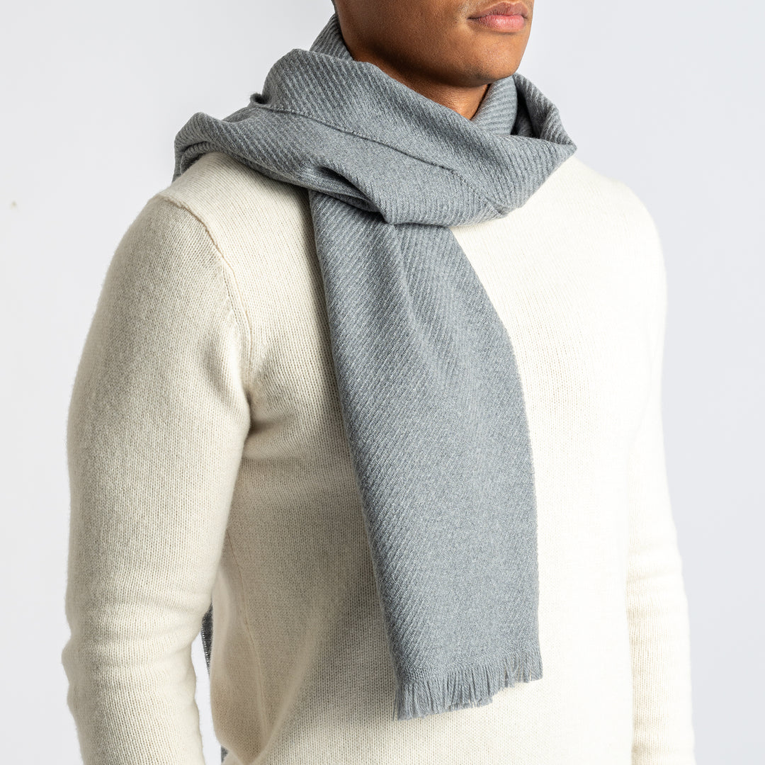 Diagonal Wool Scarf Grey
