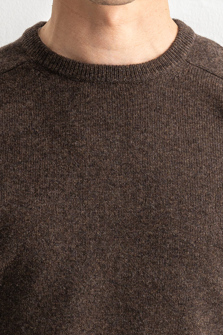 Lenzie Lambswool Saddle Crewneck COCOA