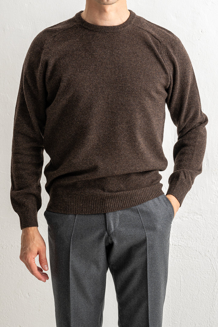 Lenzie Lambswool Saddle Crewneck COCOA