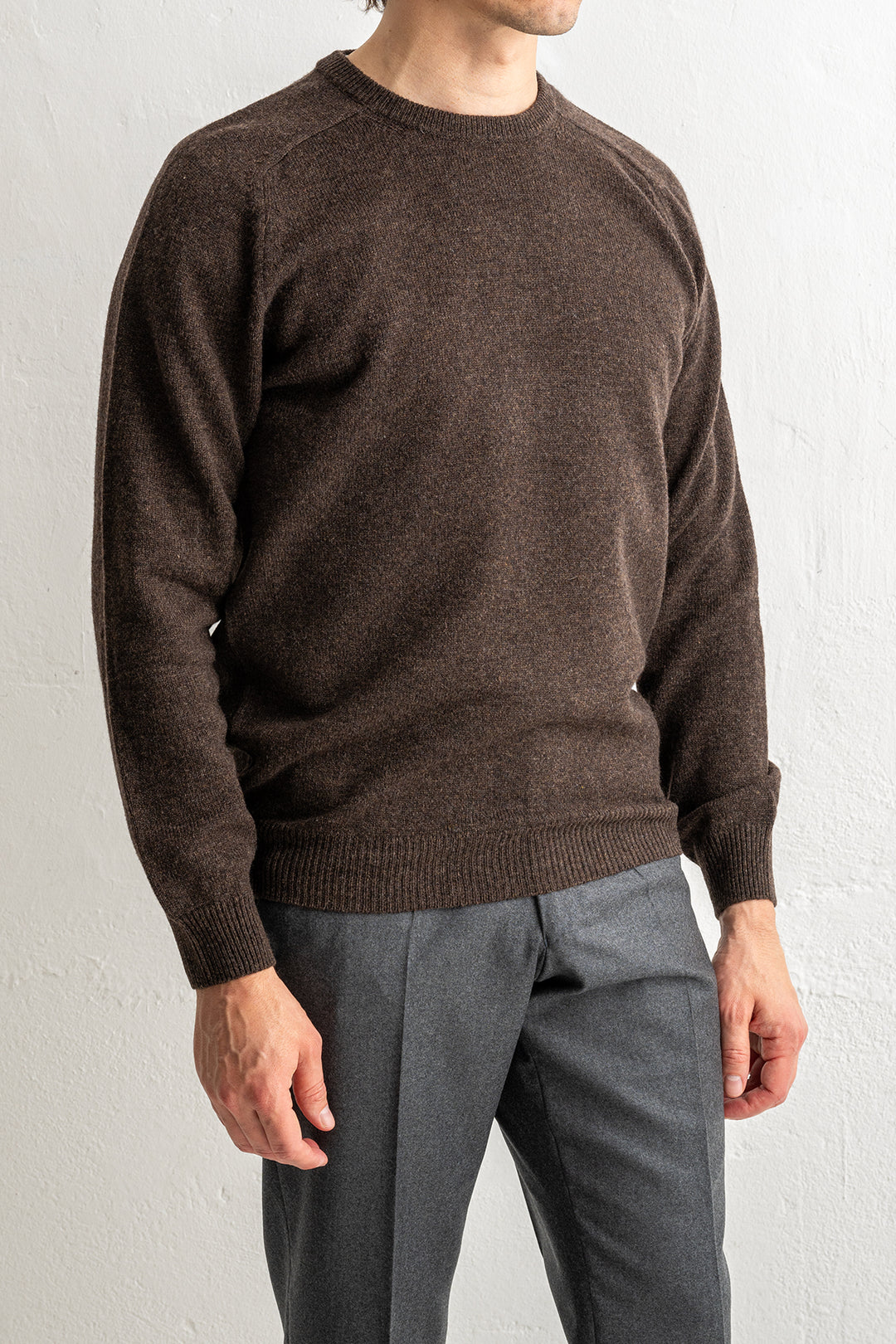 Lenzie Lambswool Saddle Crewneck COCOA