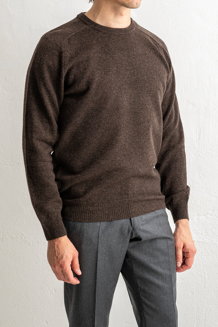 Lenzie Lambswool Saddle Crewneck COCOA
