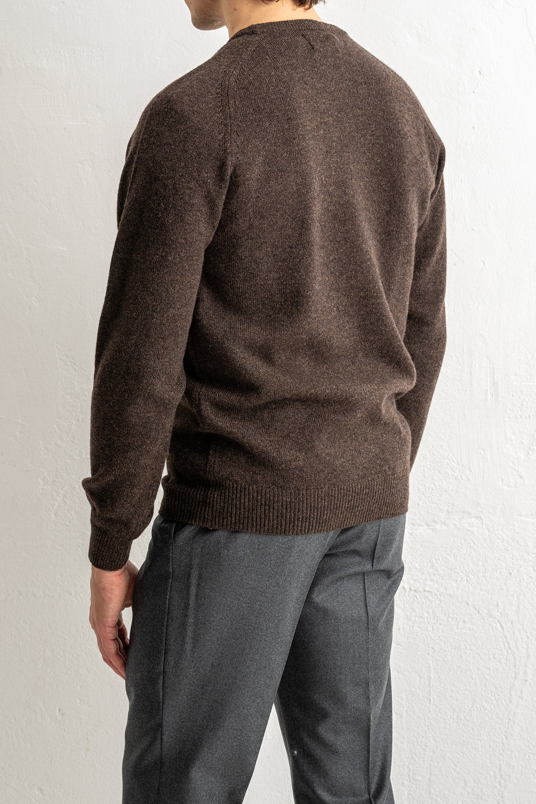 Lenzie Lambswool Saddle Crewneck COCOA