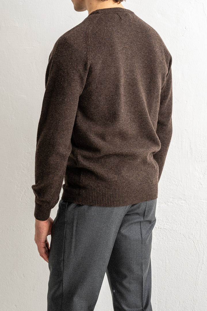 Lenzie Lambswool Saddle Crewneck COCOA