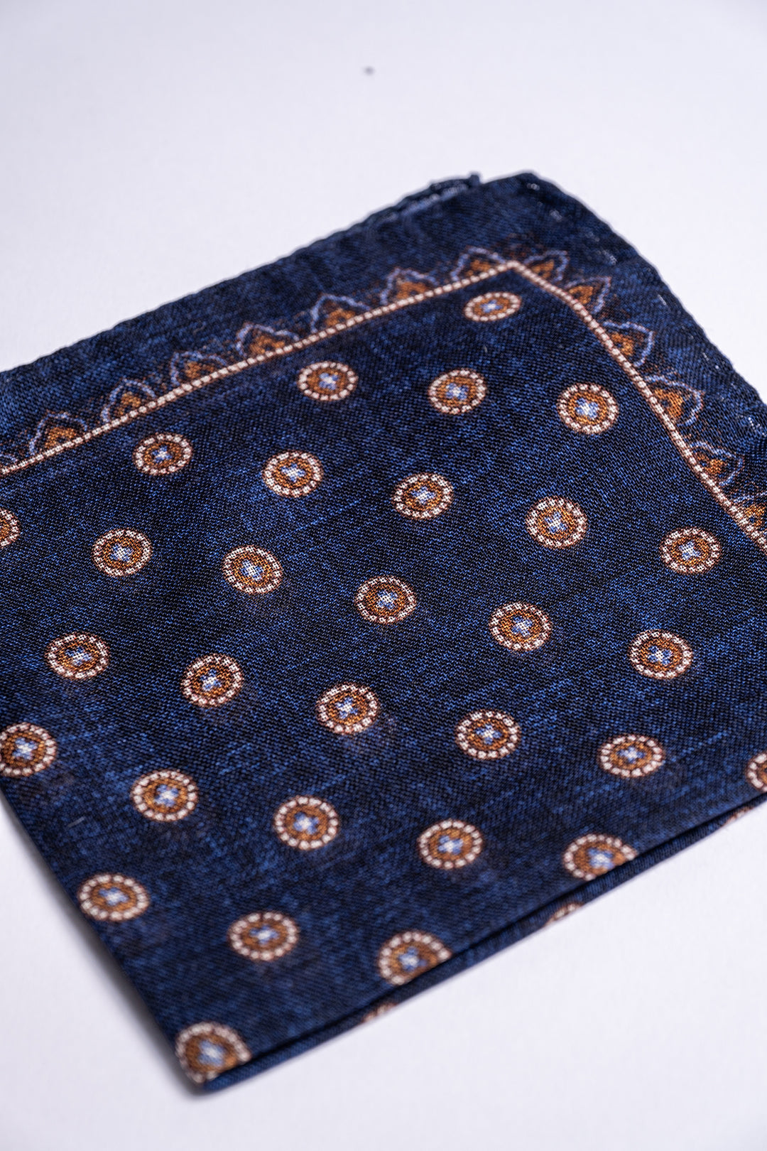 Wool Pocket Square Navy melange