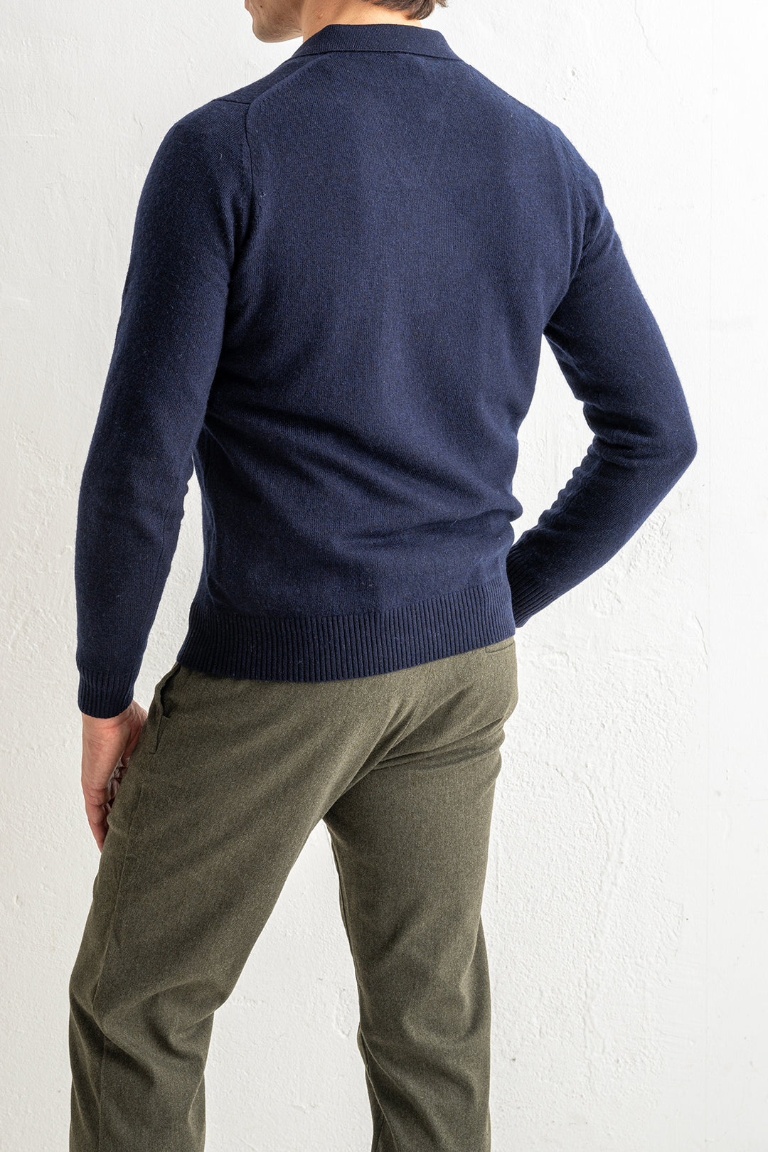 Cashmere Blend Open Polo Navy