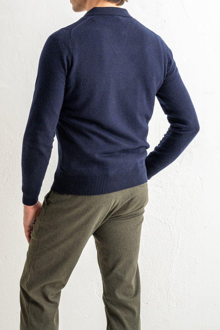 Cashmere Blend Open Polo Navy
