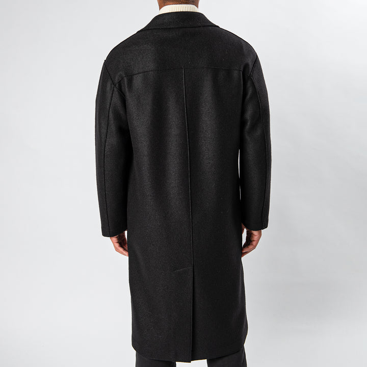 Men Greatcoat Pressed Wool BLACK