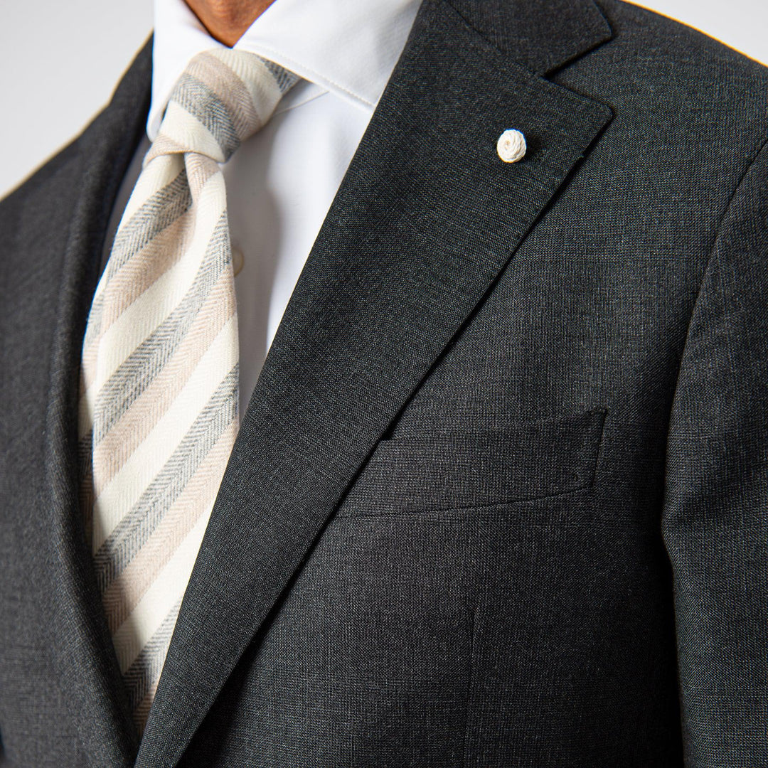 Luxury Super 110's Checked Suit GREY-LUIGI BIANCHI MANTOVA-Jupiter