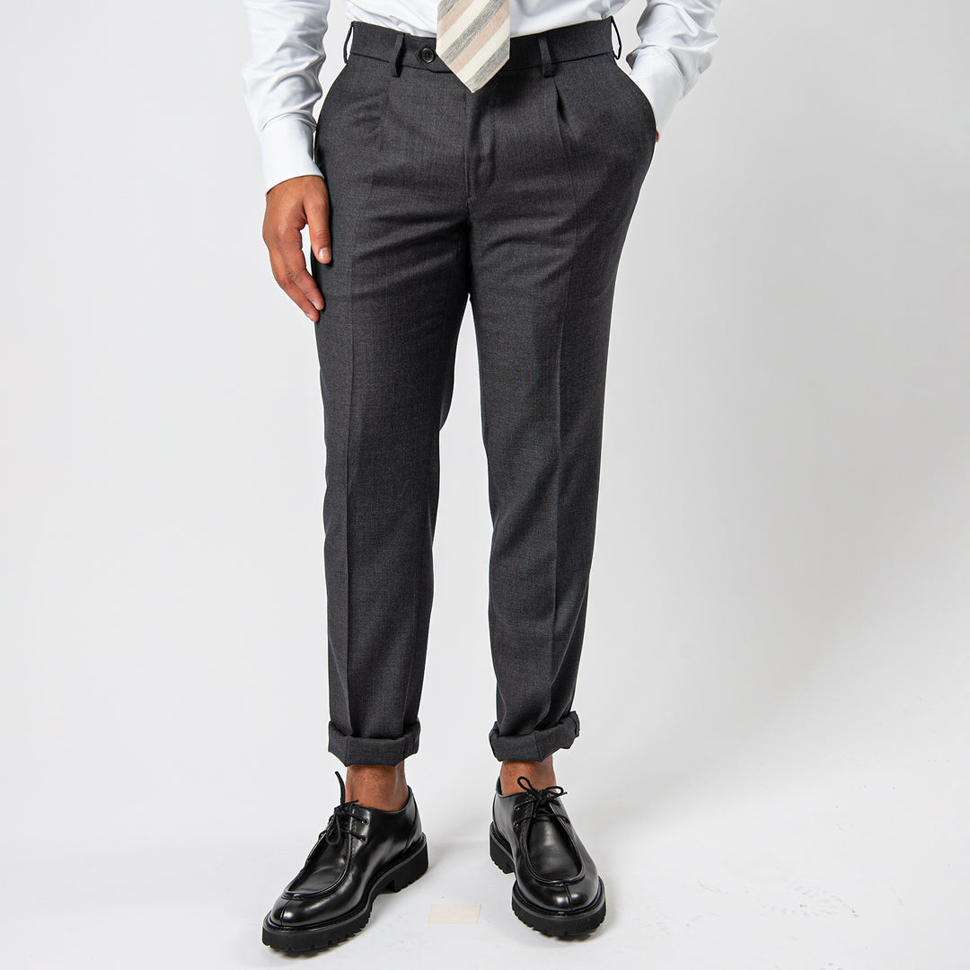 Luxury Super 110's Checked Suit GREY-LUIGI BIANCHI MANTOVA-Jupiter