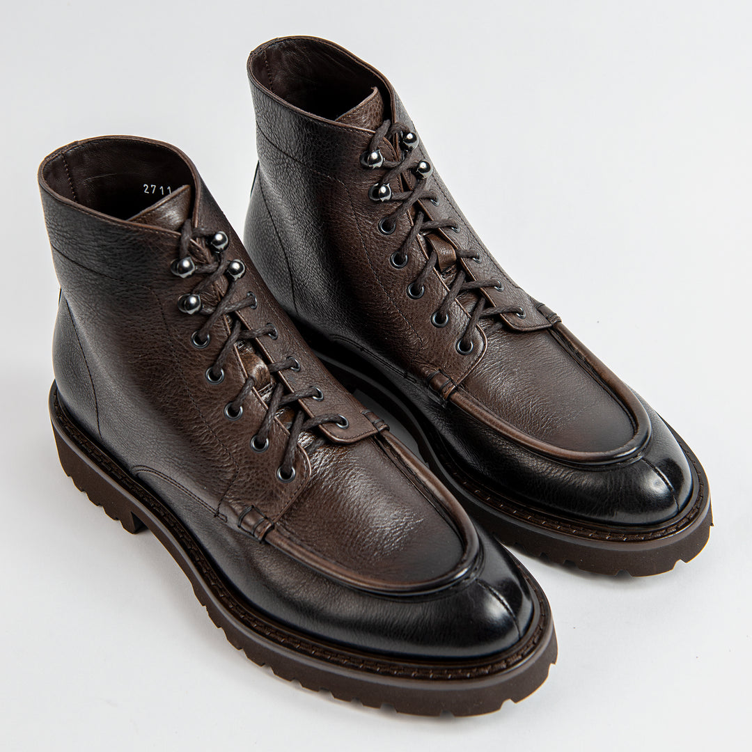 Derby Leather Boot Dark Brown