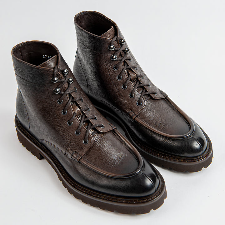 Derby Leather Boot Dark Brown