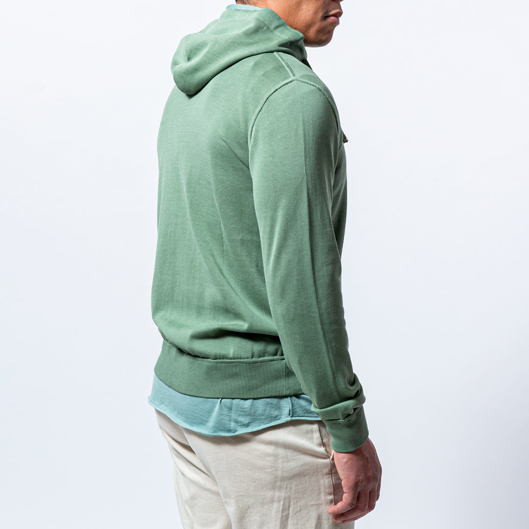 Hoodie Crepe Full zip GREEN