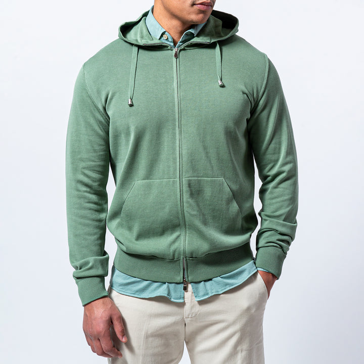 Hoodie Crepe Full zip GREEN