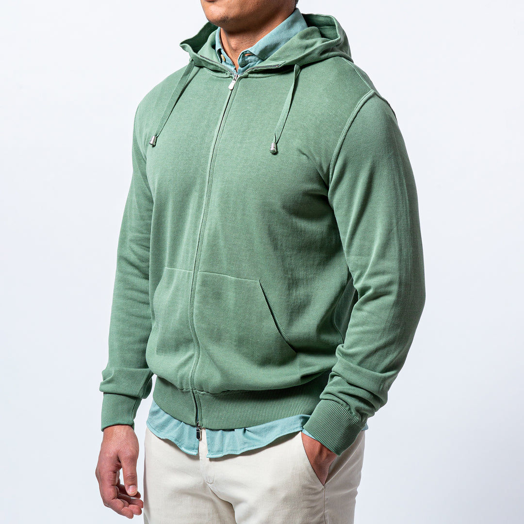 Hoodie Crepe Full zip GREEN