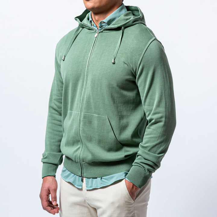 Hoodie Crepe Full zip GREEN