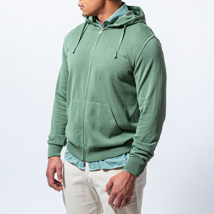 Hoodie Crepe Full zip GREEN