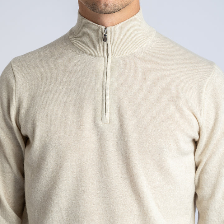Wool Half Zip Beige