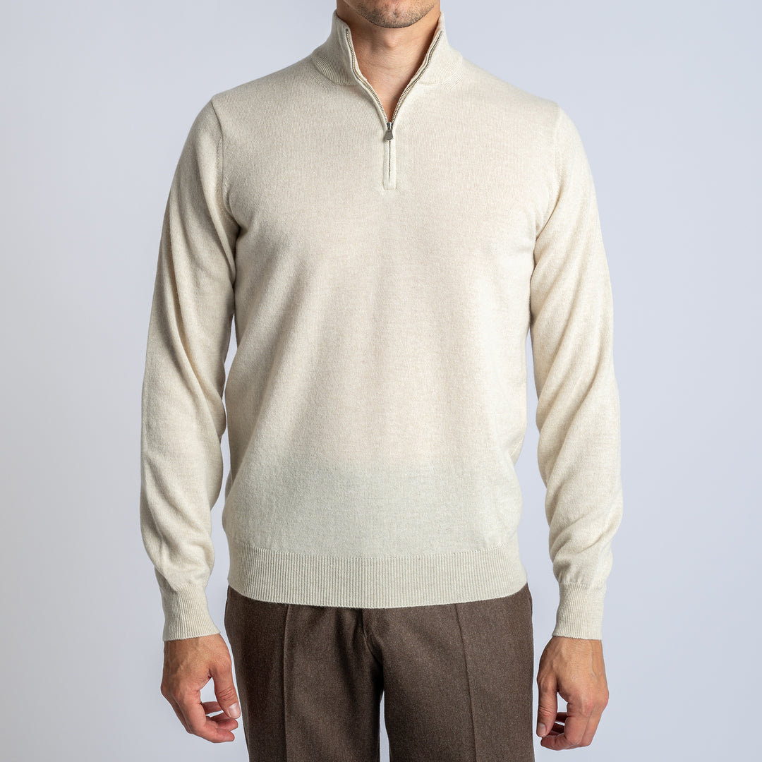 Wool Half Zip Beige