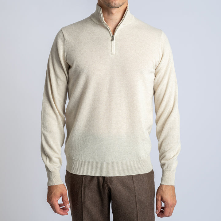 Wool Half Zip Beige