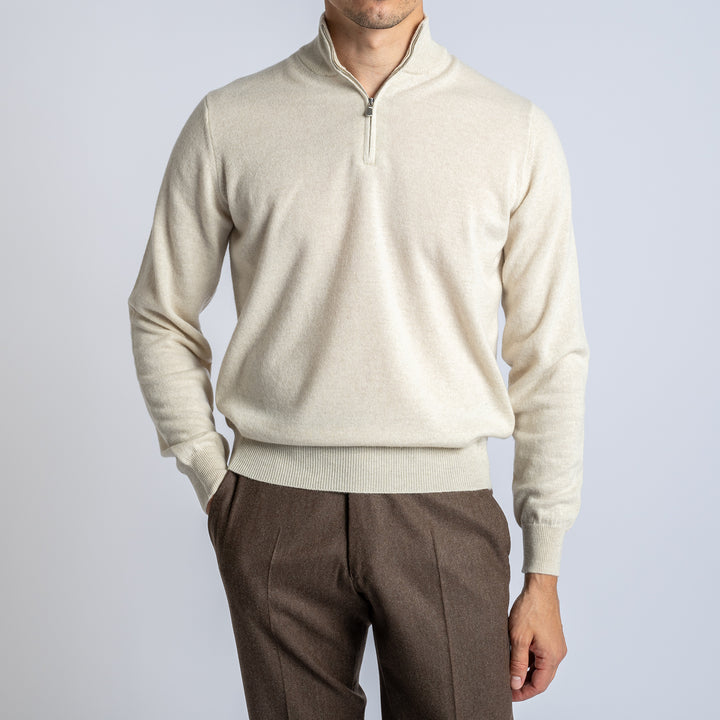 Wool Half Zip Beige