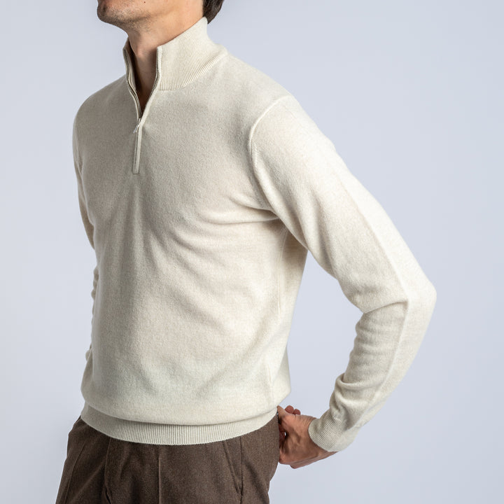 Wool Half Zip Beige