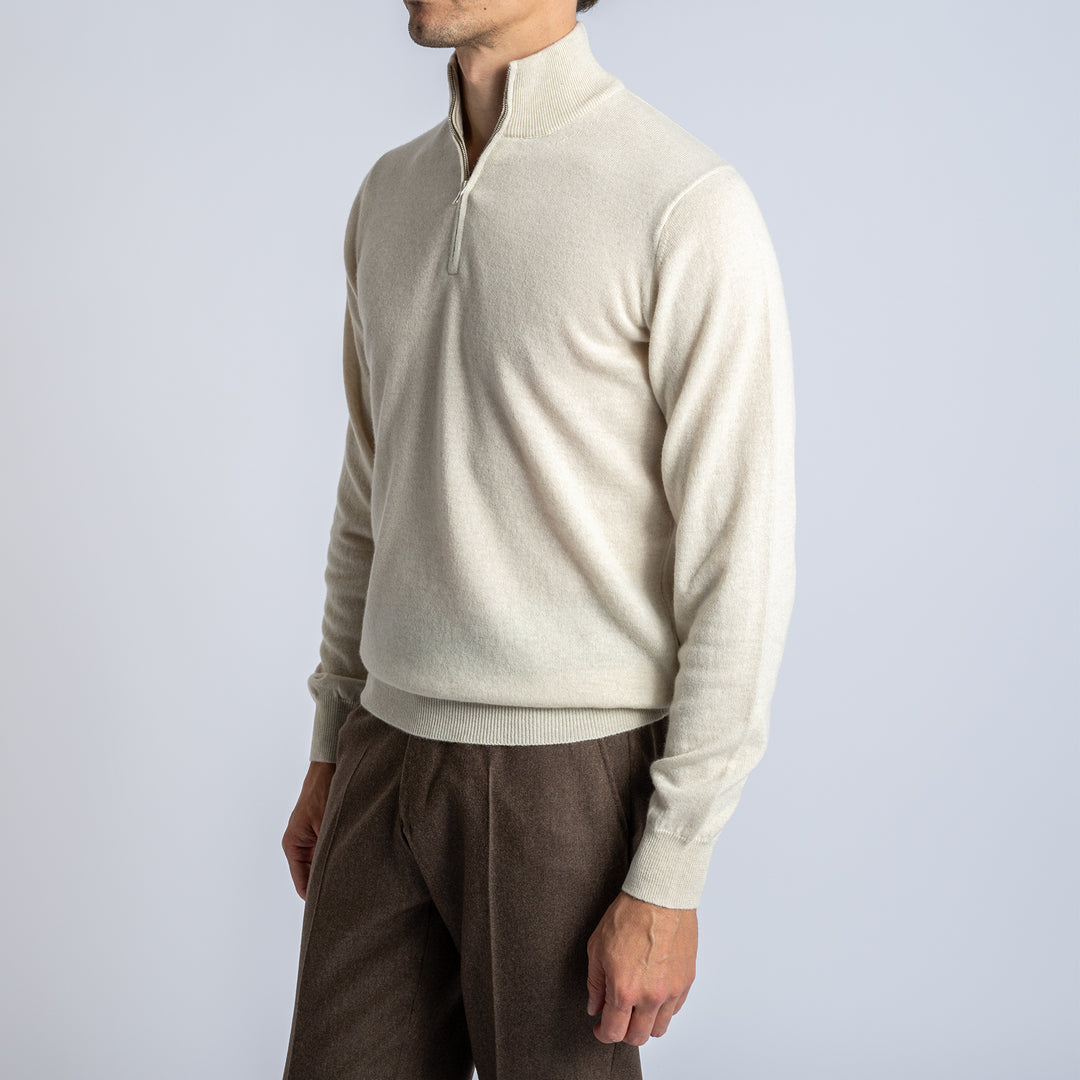 Wool Half Zip Beige