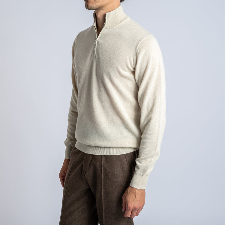 Wool Half Zip Beige