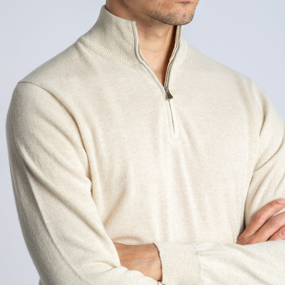 Wool Half Zip Beige
