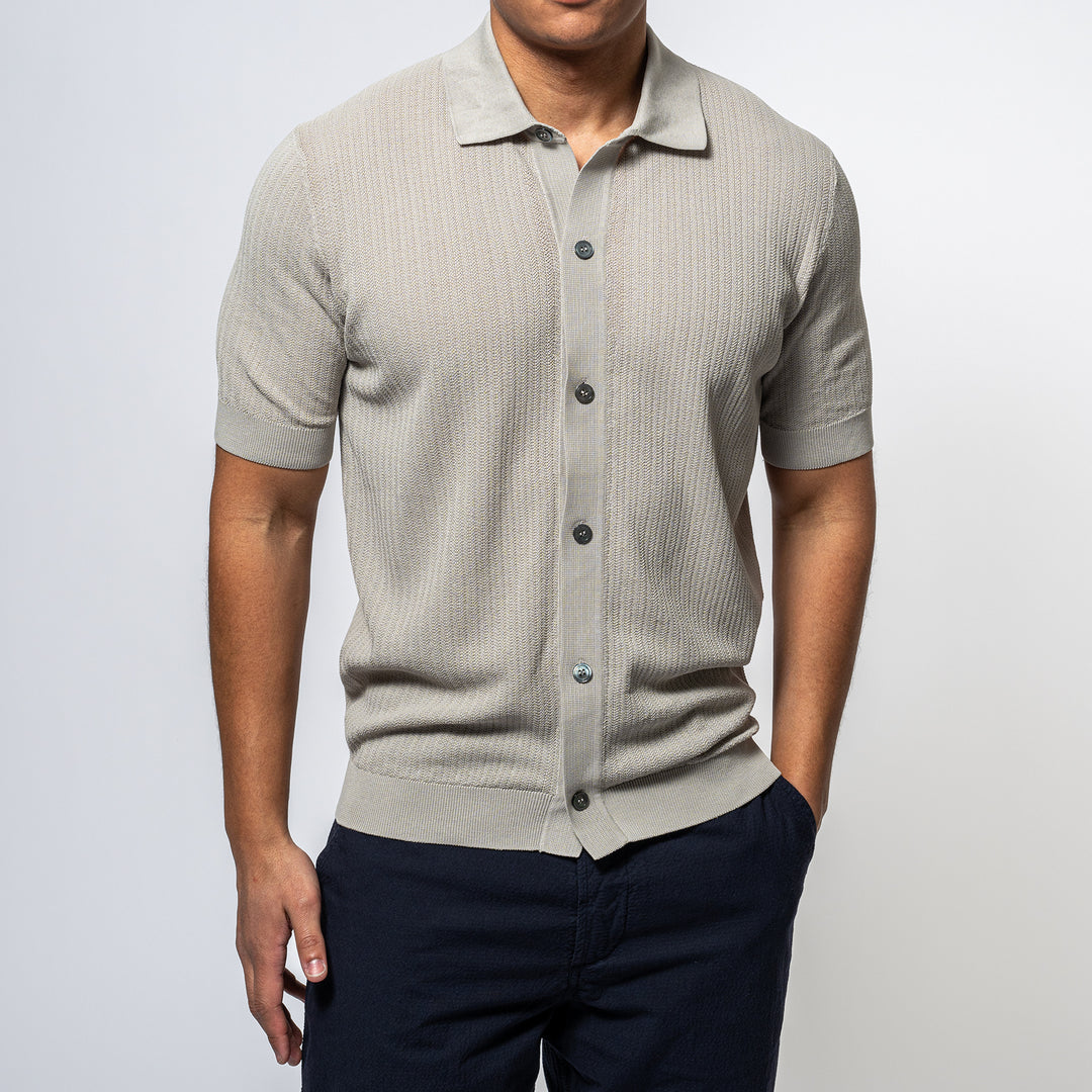 Full Button Short Sleeve TAUPE