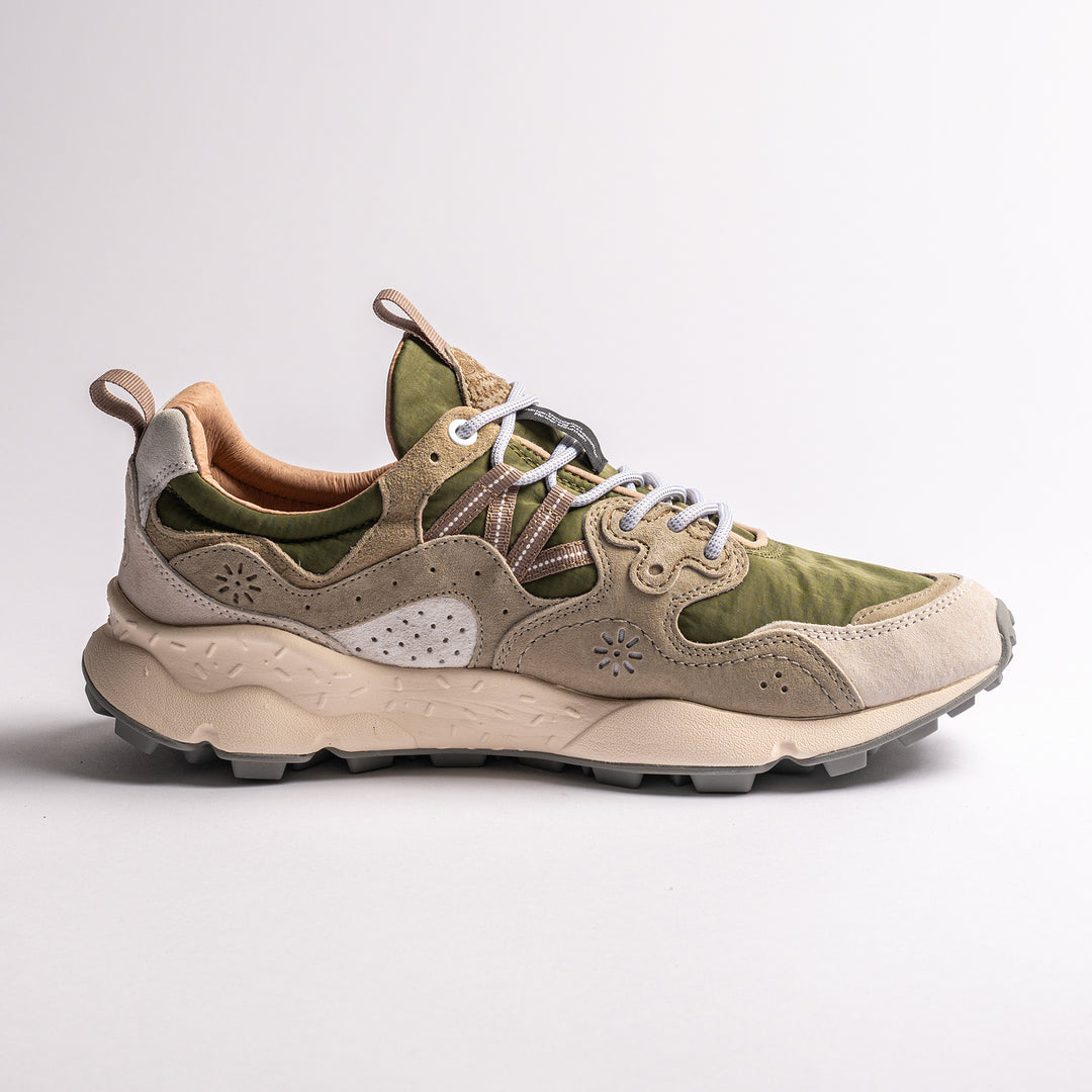 Yamano Suede Nylon Sneaker Military Green/Off White