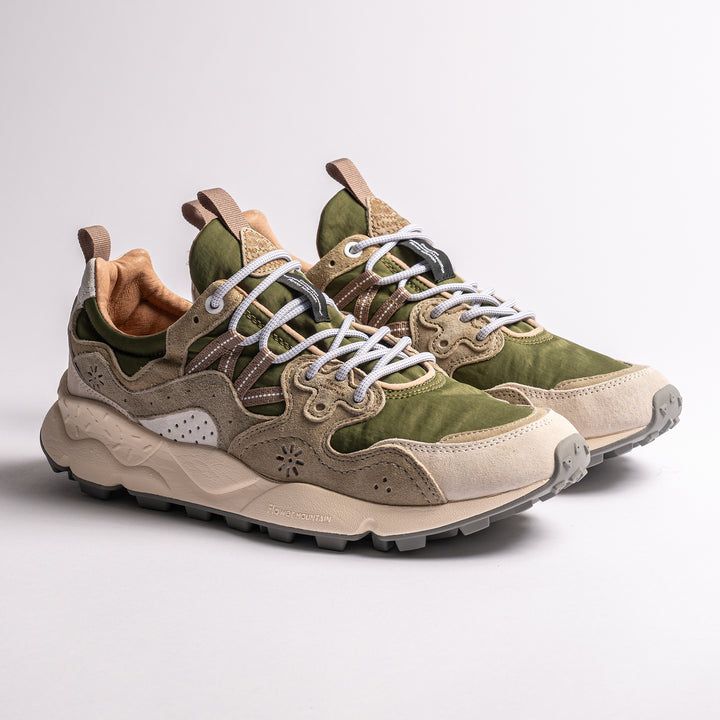 Yamano Suede Nylon Sneaker Military Green/Off White