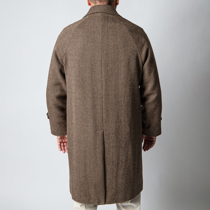 Double Breasted British Herringbone Wool BROWN