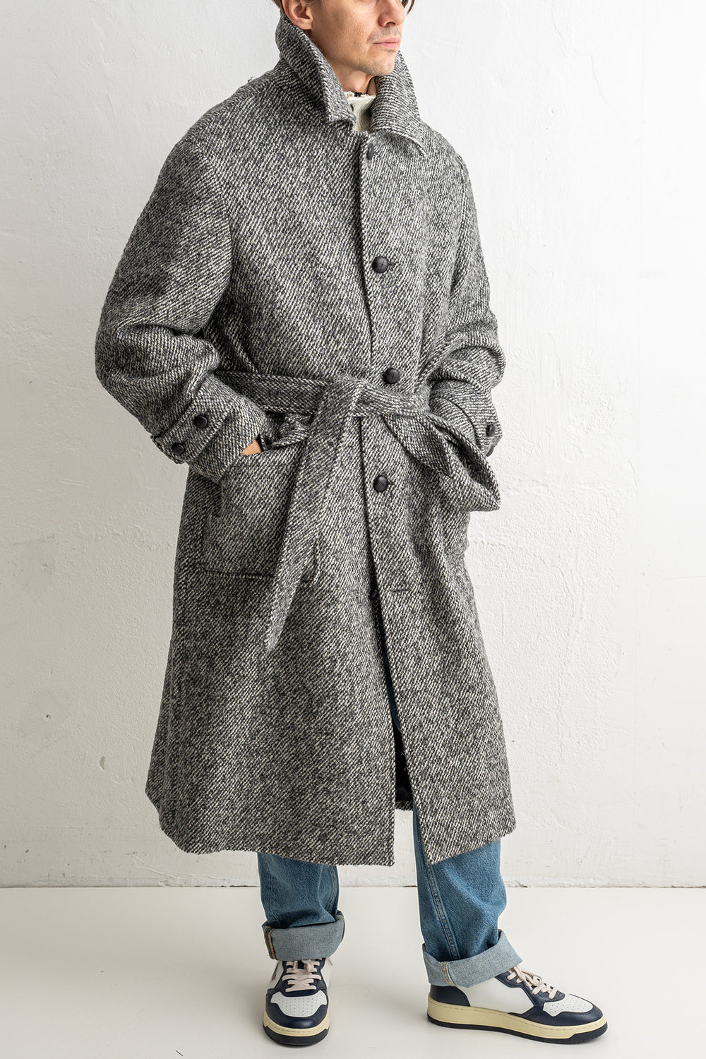 Tweed Wool Coat Black