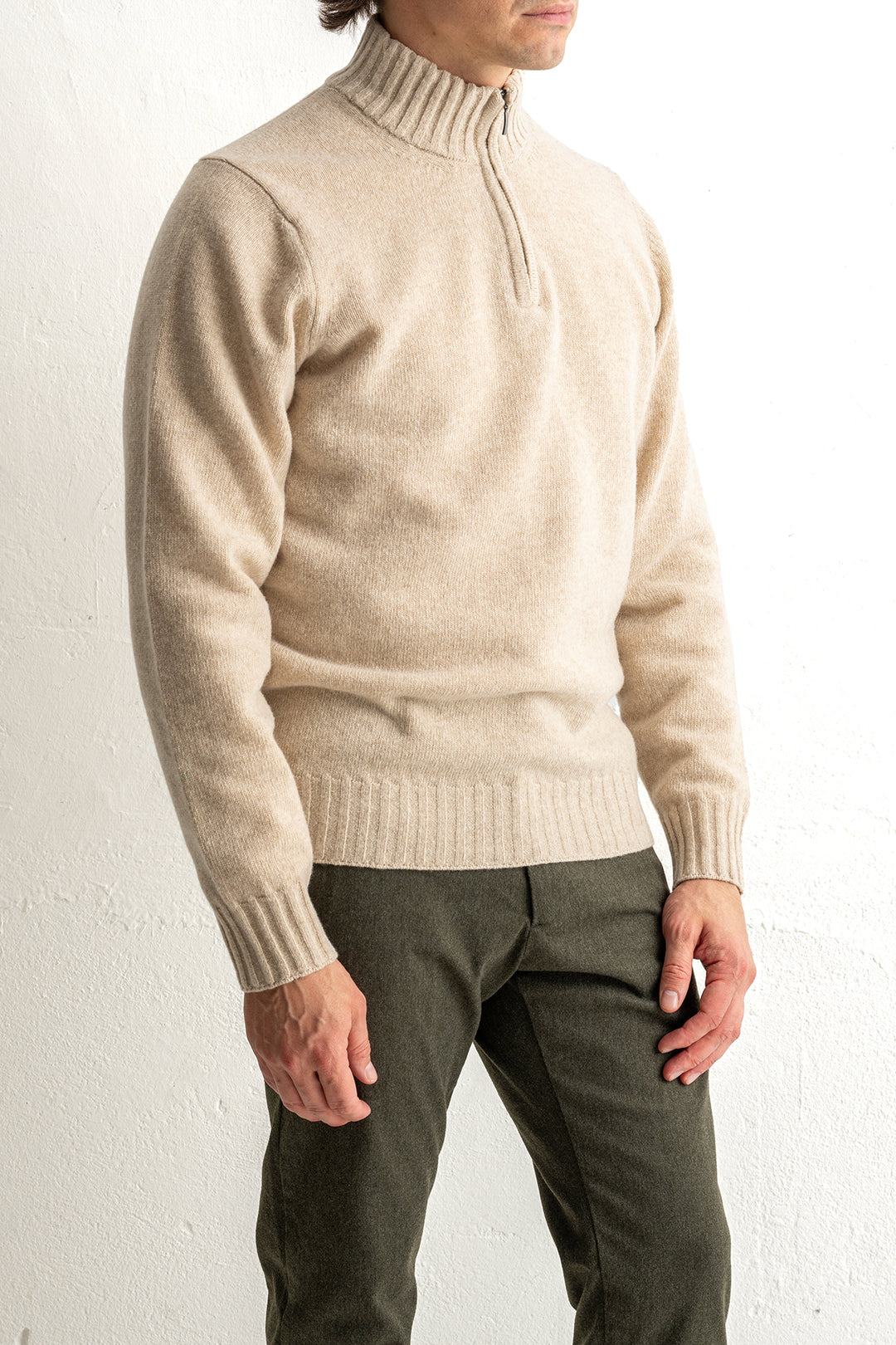 Lambwool Halfzip Beige