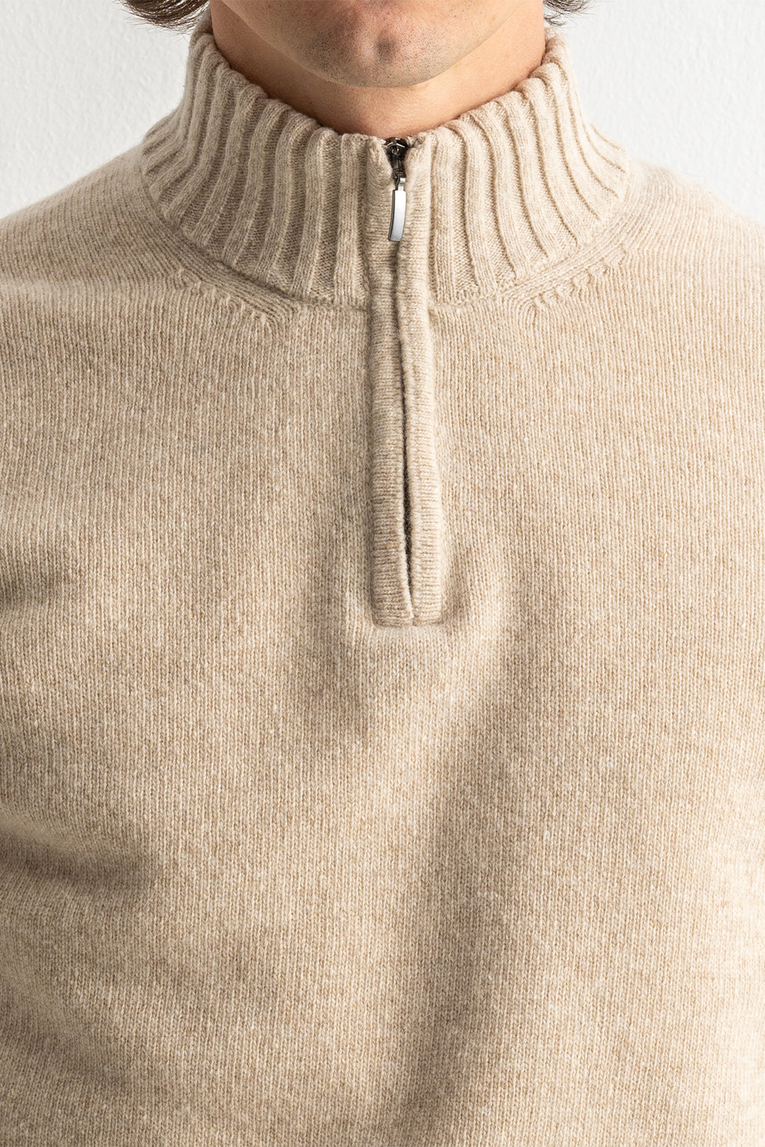 Lambwool Halfzip Beige